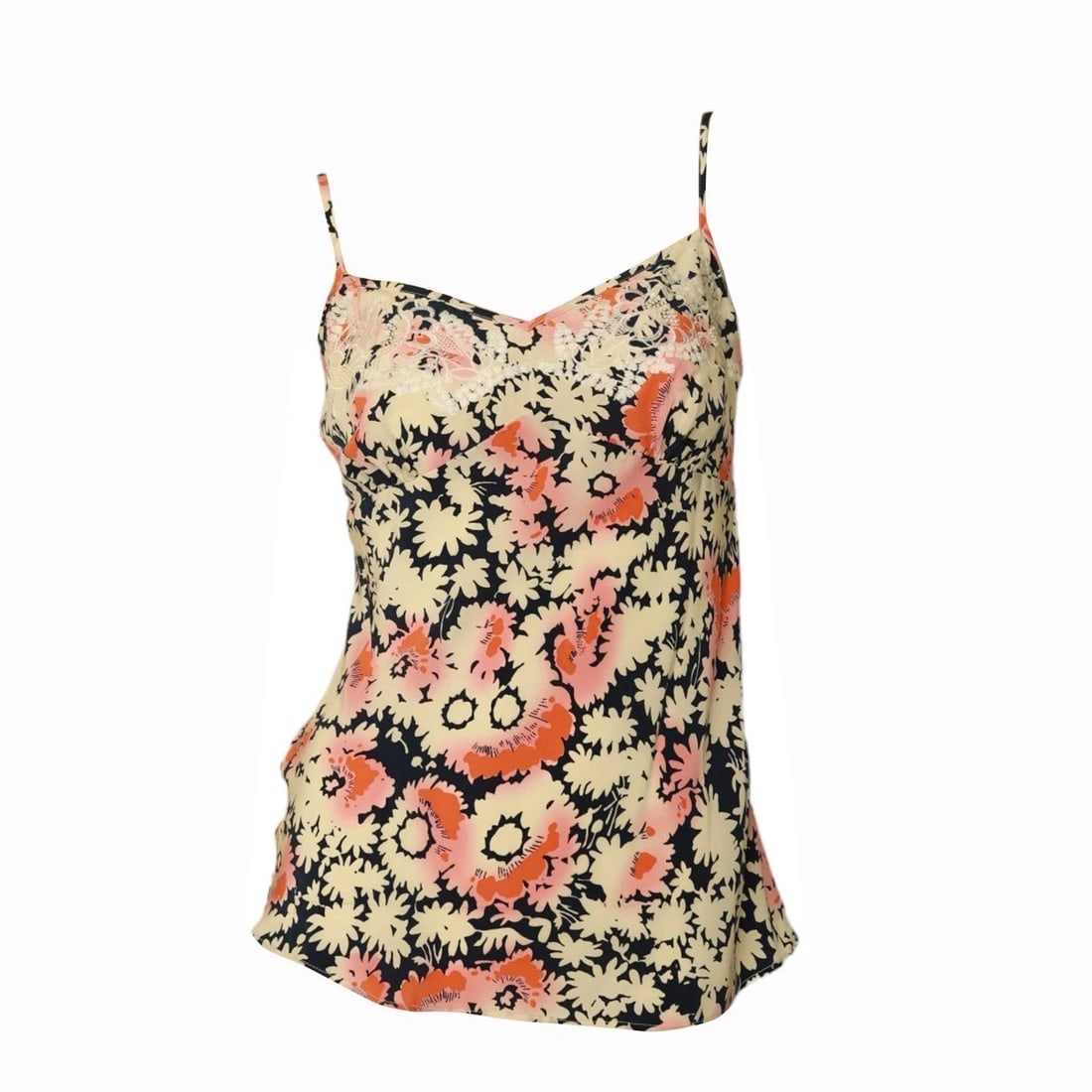 Paul & Joe Floral 100% Silk Multicolor Cami Top Sleeveless Blouse size 2 - 3