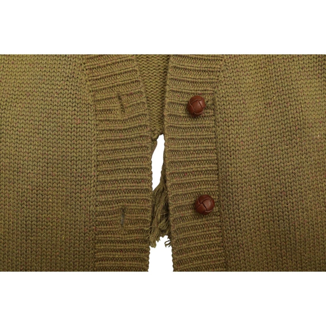 Opening Ceremony Olive Green Wool Knit Gillet Vest Top Fringes Shorter Back M - 6
