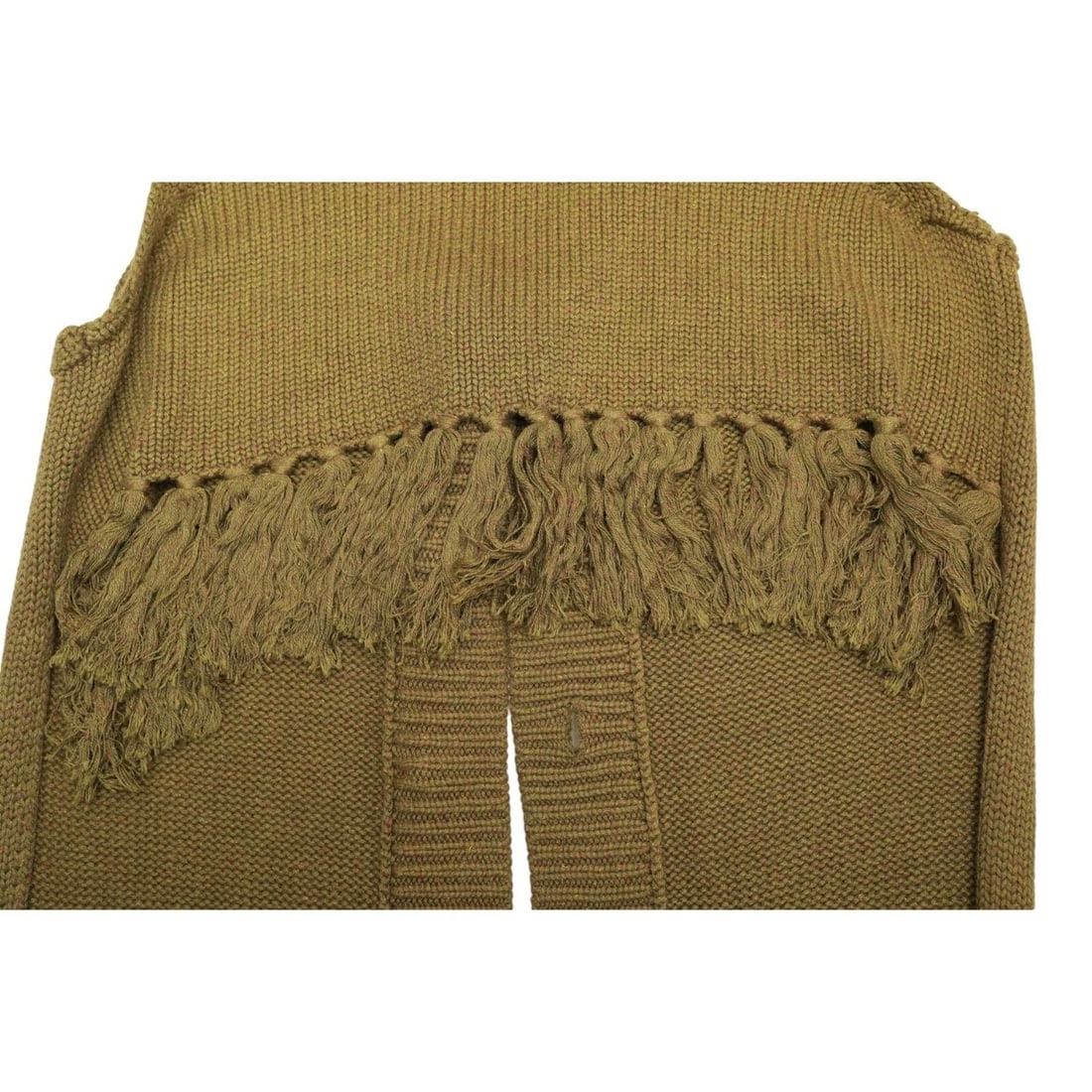 Opening Ceremony Olive Green Wool Knit Gillet Vest Top Fringes Shorter Back M - 7
