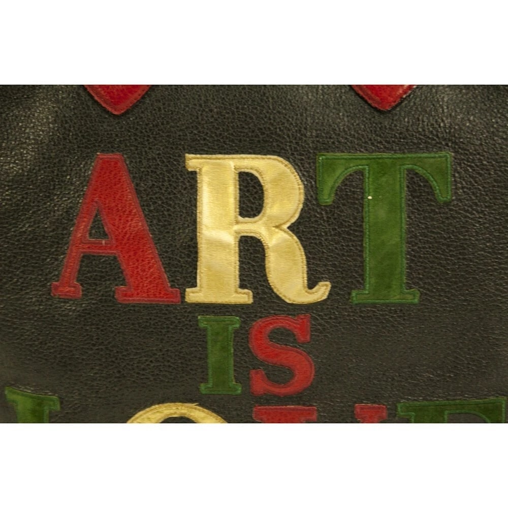 MOSCHINO Redwall 1990s "Art is Love" Vintage Multicolor Handbag Heart Rivets - 10
