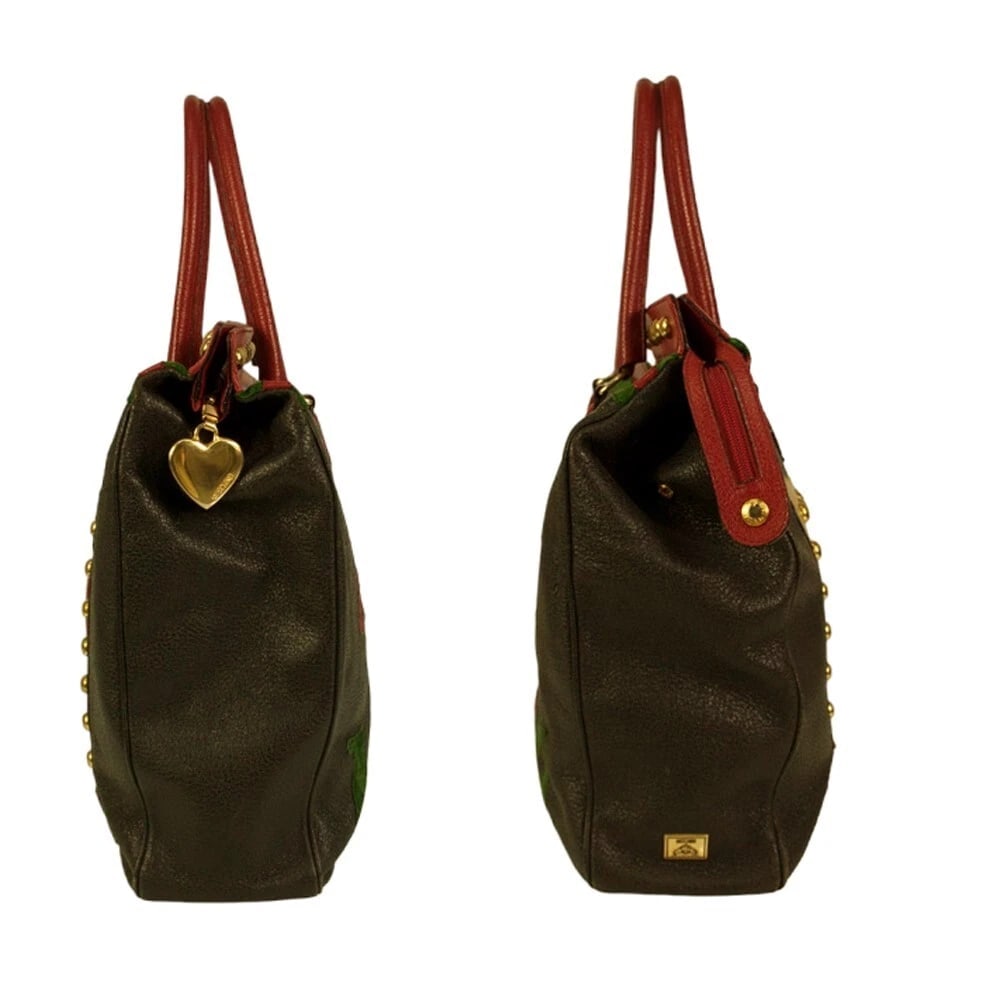 MOSCHINO Redwall 1990s "Art is Love" Vintage Multicolor Handbag Heart Rivets - 3