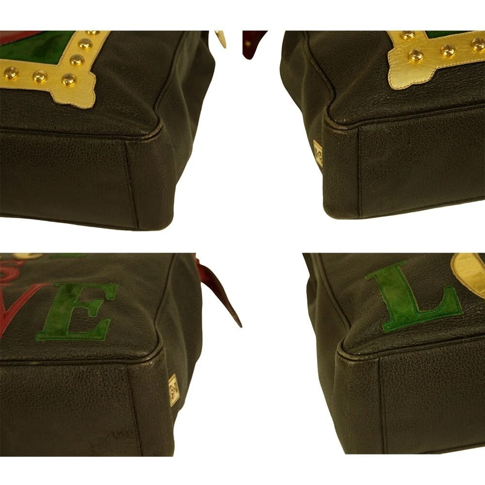 MOSCHINO Redwall 1990s "Art is Love" Vintage Multicolor Handbag Heart Rivets - 4