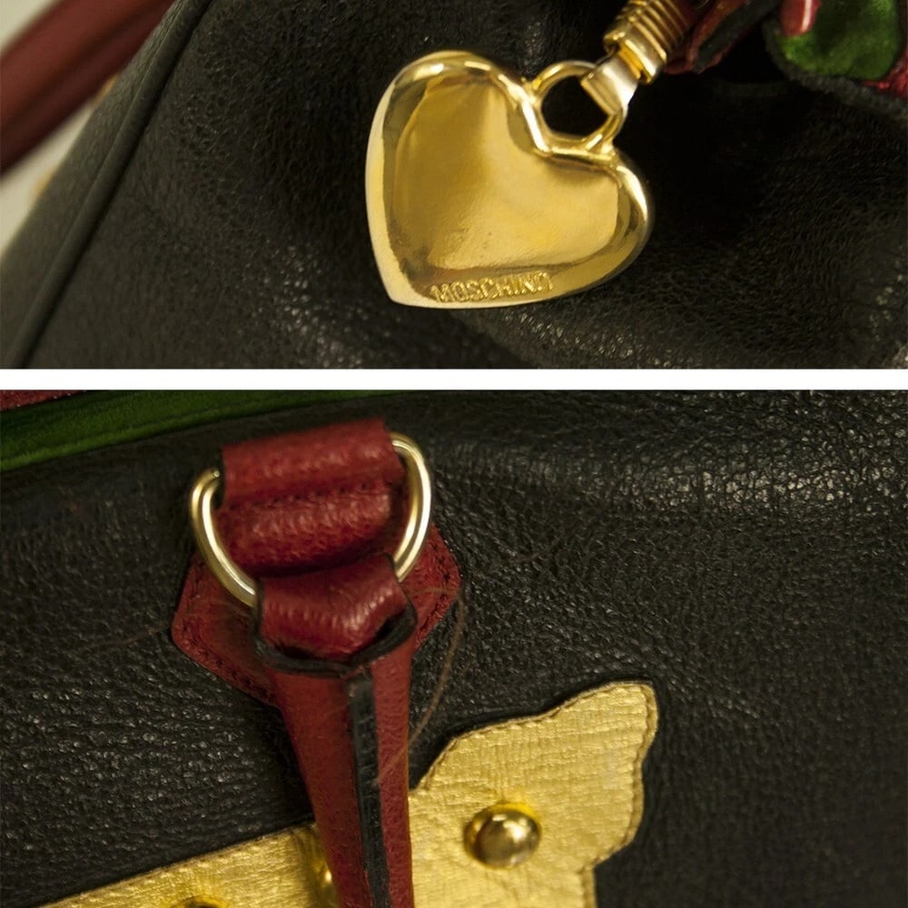 MOSCHINO Redwall 1990s "Art is Love" Vintage Multicolor Handbag Heart Rivets - 6