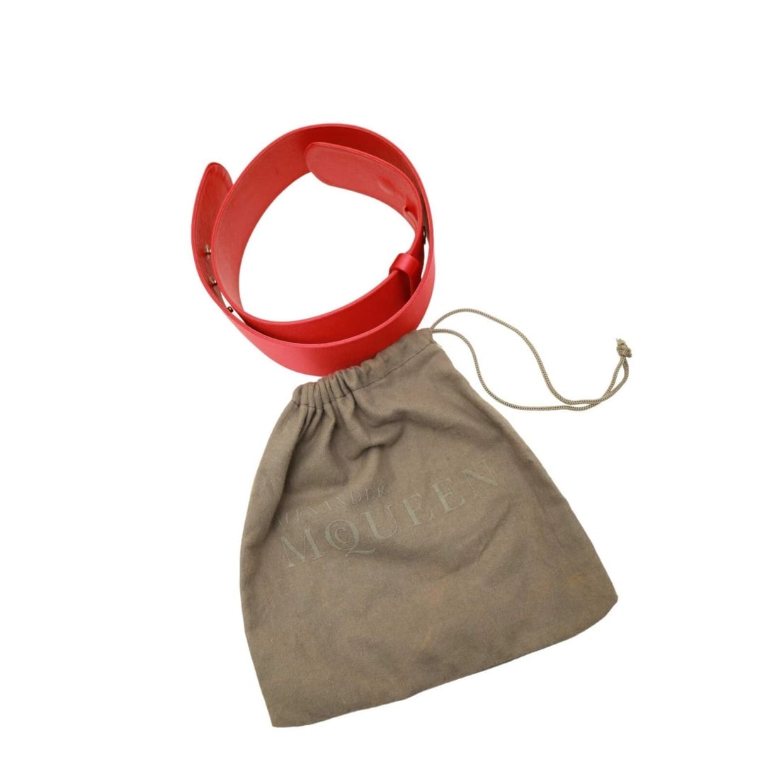 Alexander mcQueen Red Leather Snap Button Women's Waist BELT Size S - 5