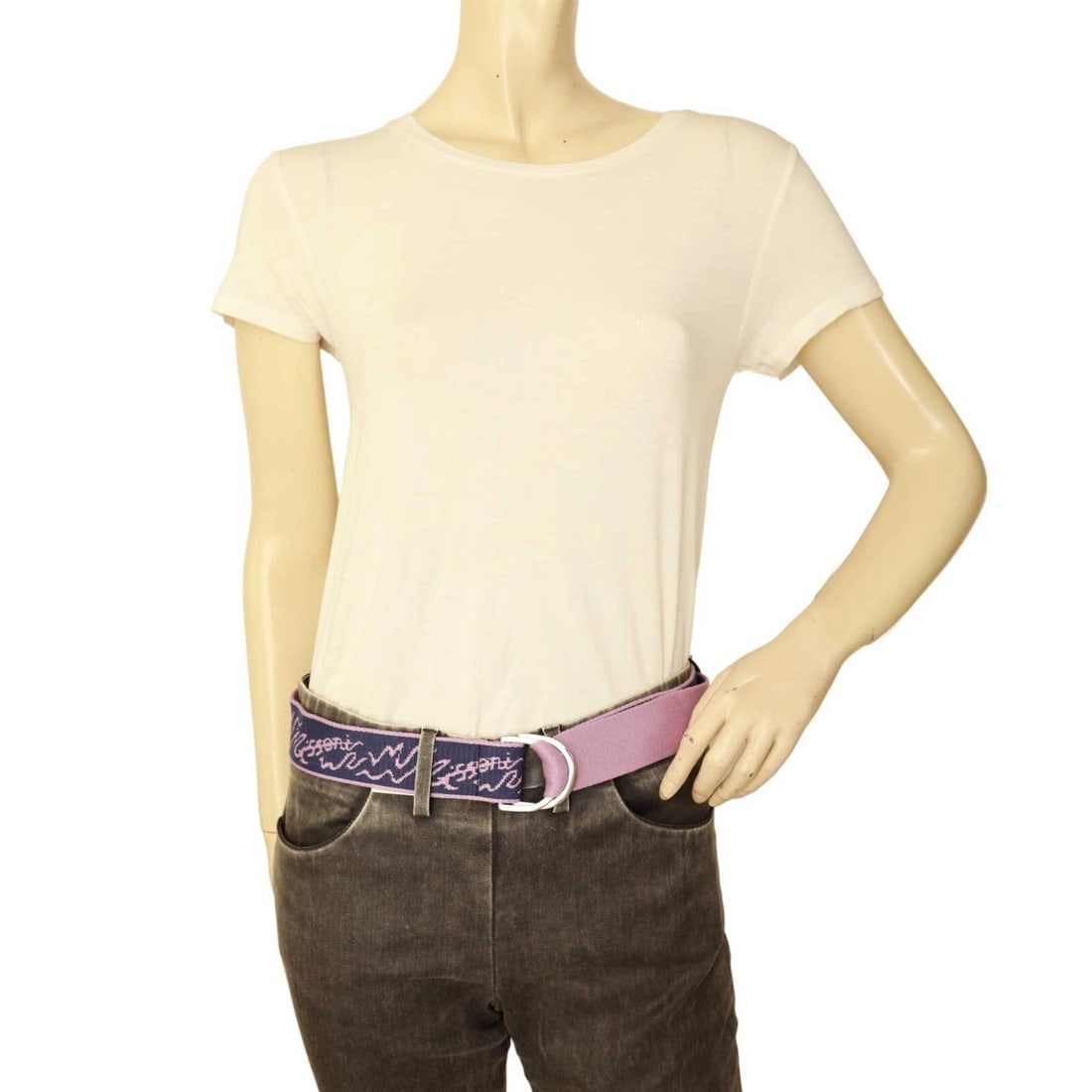 Missoni Woman's Purple Canvas w. Logo pattern Double Ring Waist BELT One Size - 6