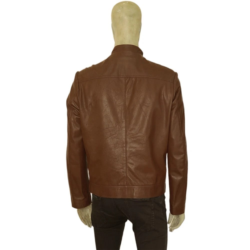 Iceberg Brown leather Zipper Front Classic Men Leather Jacket size 50 - 2