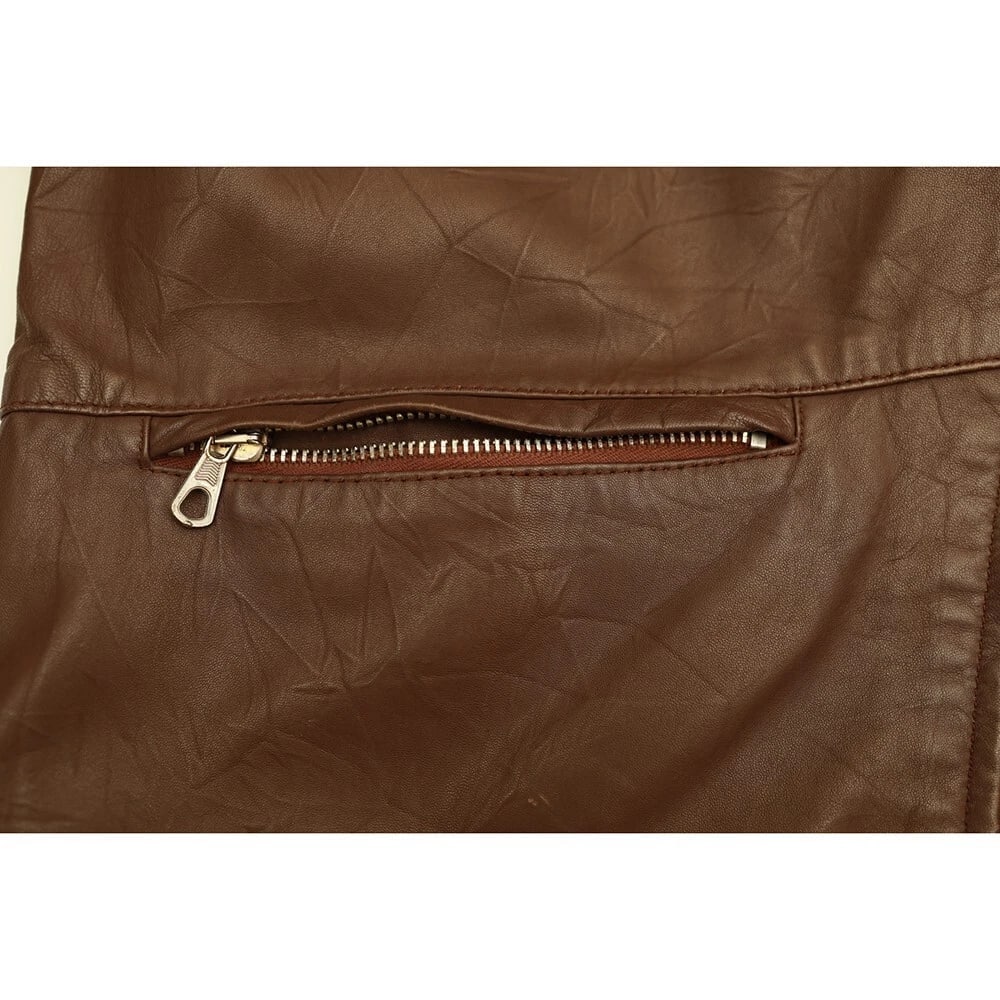 Iceberg Brown leather Zipper Front Classic Men Leather Jacket size 50 - 7