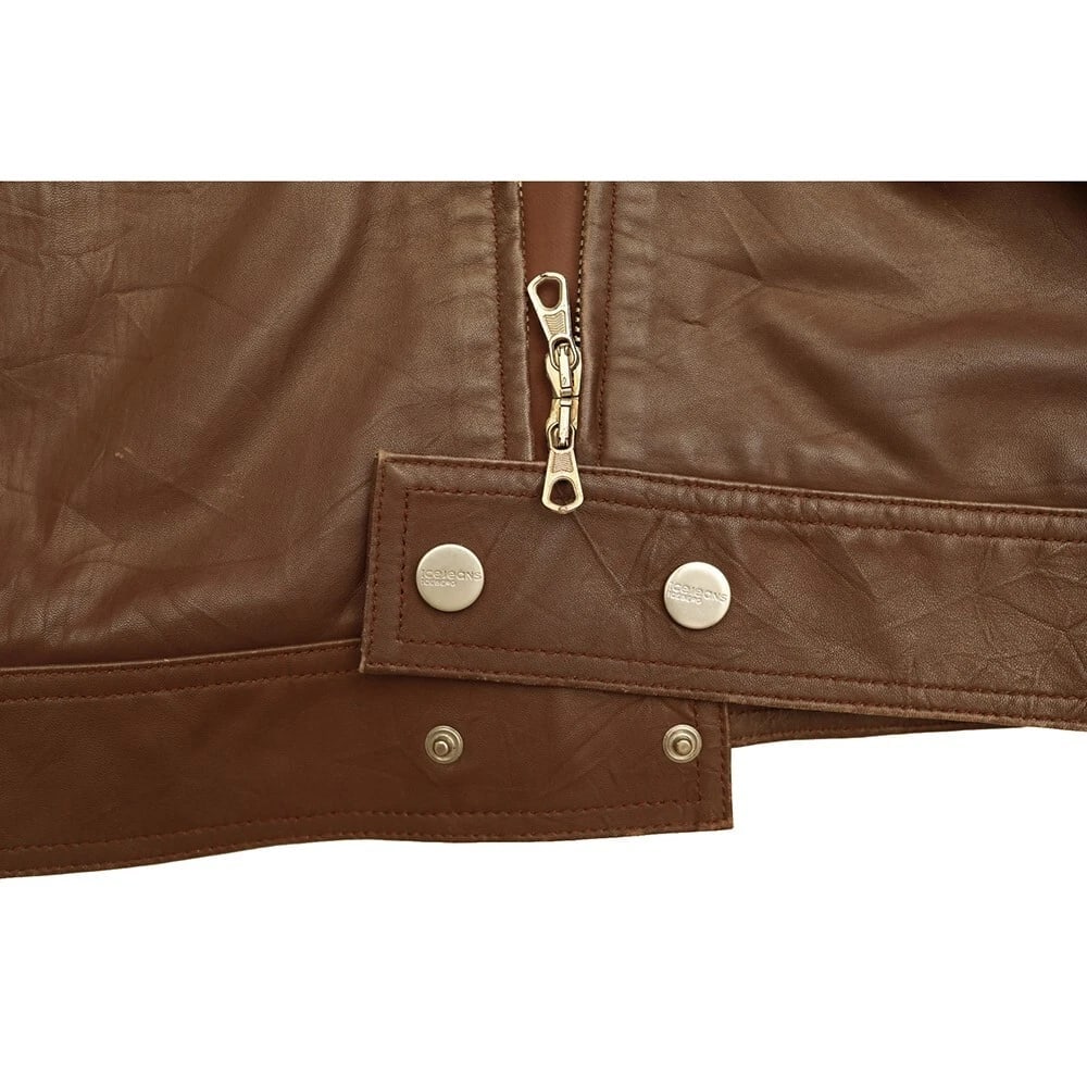 Iceberg Brown leather Zipper Front Classic Men Leather Jacket size 50 - 8