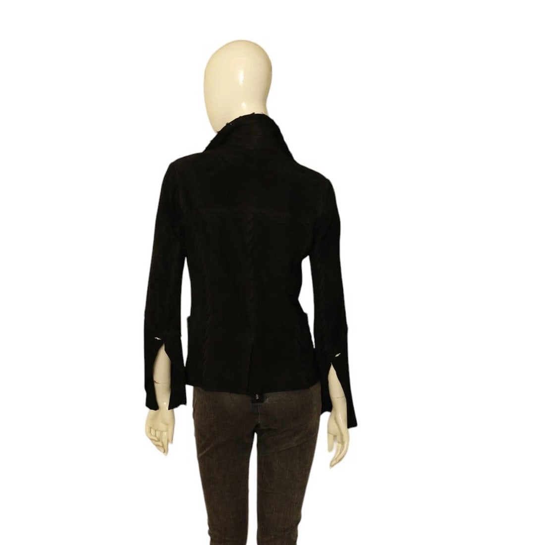Atos Lombardini Black Suede Toggle Buttons Fitted Jacket size 42 - 2
