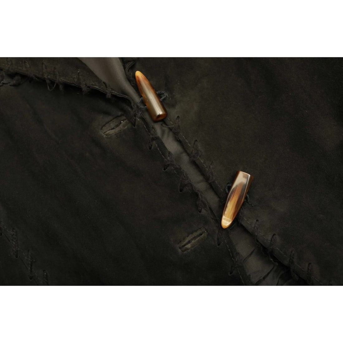 Atos Lombardini Black Suede Toggle Buttons Fitted Jacket size 42 - 7