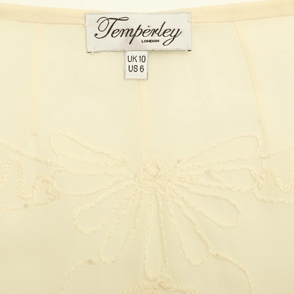 Temperley London Ivory Silk Embroidered Sheer Short Sleeve Mini Dress size UK 10 - 3
