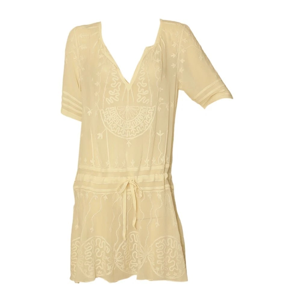Temperley London Ivory Silk Embroidered Sheer Short Sleeve Mini Dress size UK 10 - 5