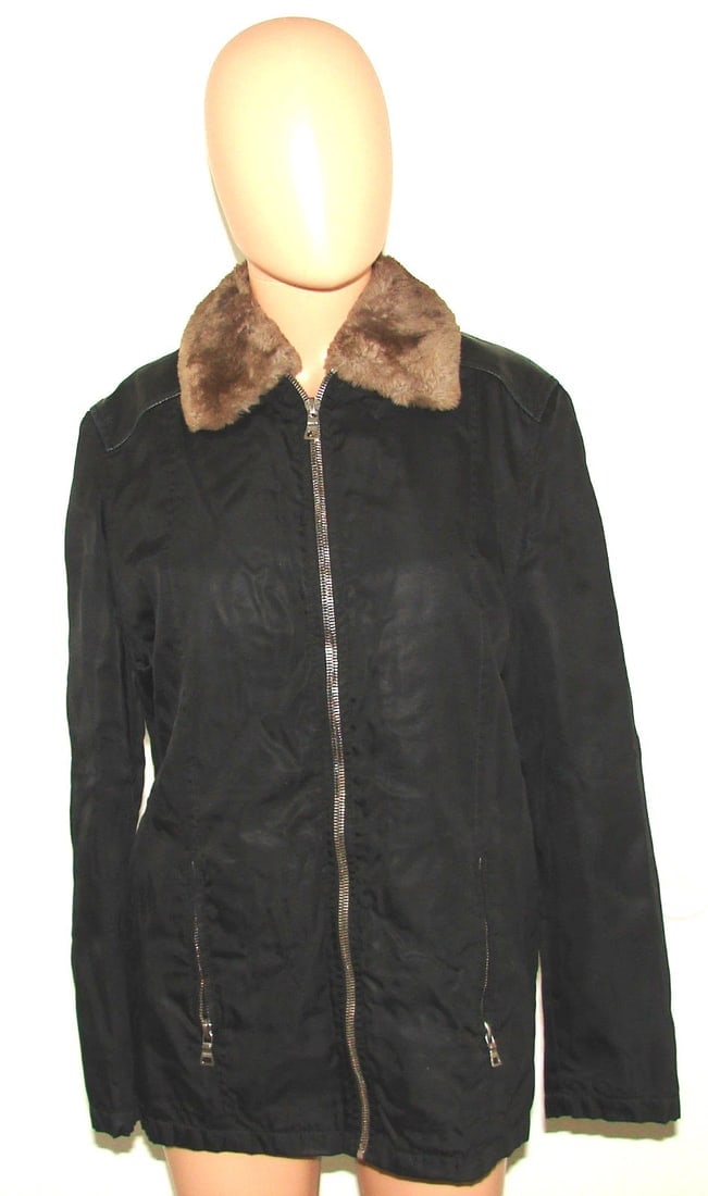 PRADA MILANO MADE IN ITALY FUR JACKET ZIPPER SIZE M LEATHER WARM COAT - 2