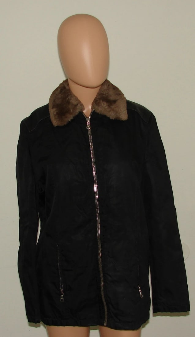 PRADA MILANO MADE IN ITALY FUR JACKET ZIPPER SIZE M LEATHER WARM COAT - 3