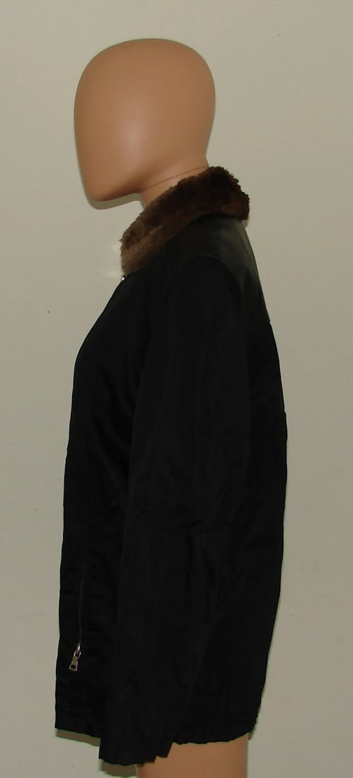 PRADA MILANO MADE IN ITALY FUR JACKET ZIPPER SIZE M LEATHER WARM COAT - 5