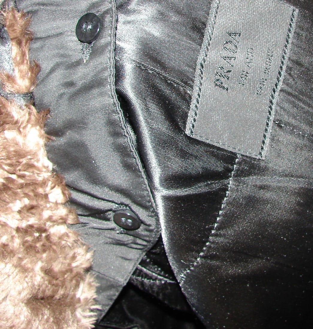 PRADA MILANO MADE IN ITALY FUR JACKET ZIPPER SIZE M LEATHER WARM COAT - 8