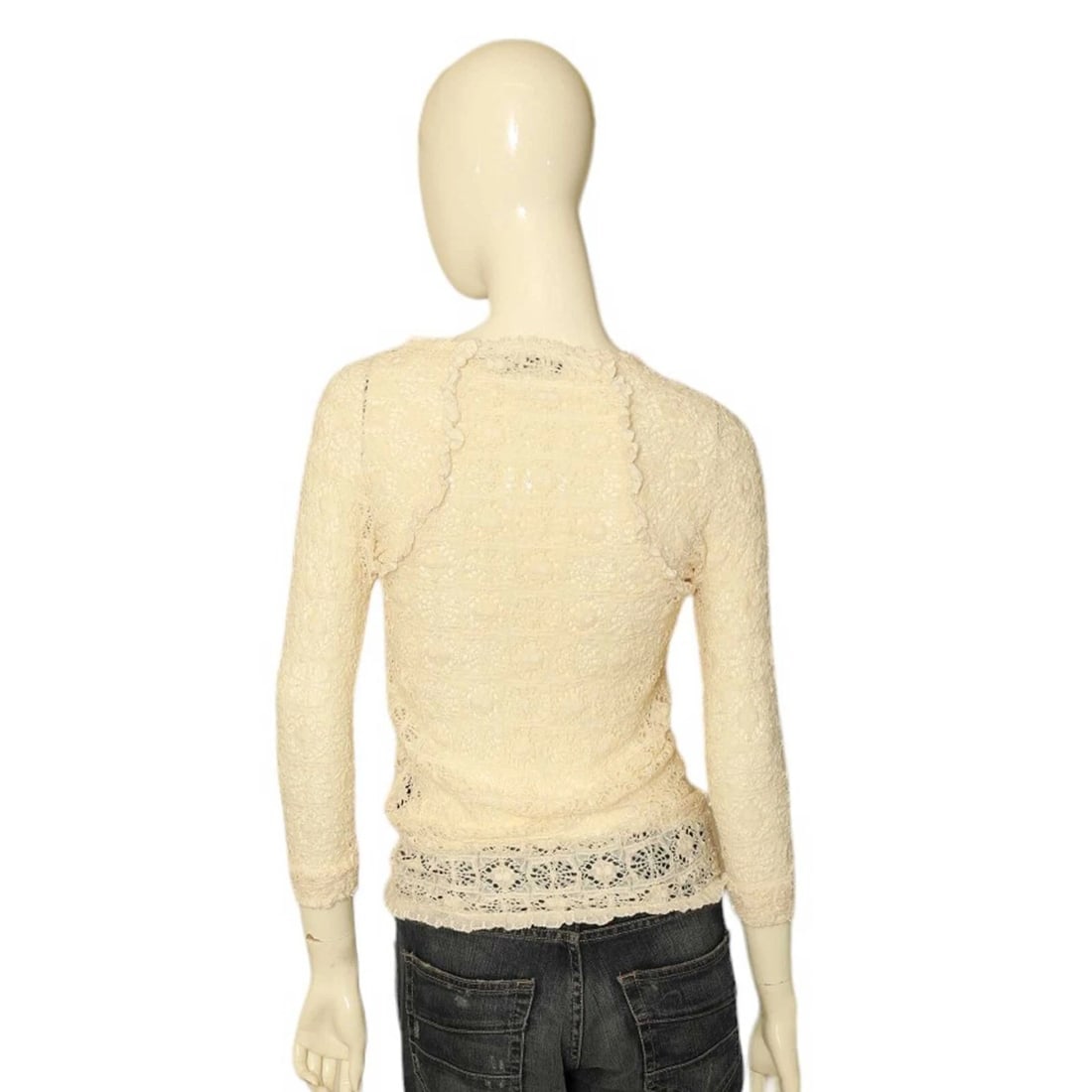 Isabel Marant Vanilla Cream Elastic Lace Sheer Fitted Blouse Top size 2 - 2