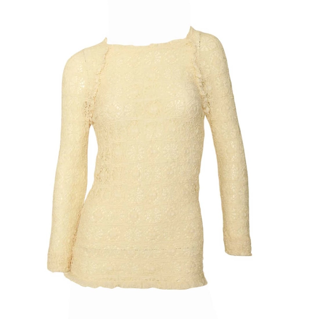 Isabel Marant Vanilla Cream Elastic Lace Sheer Fitted Blouse Top size 2 - 3