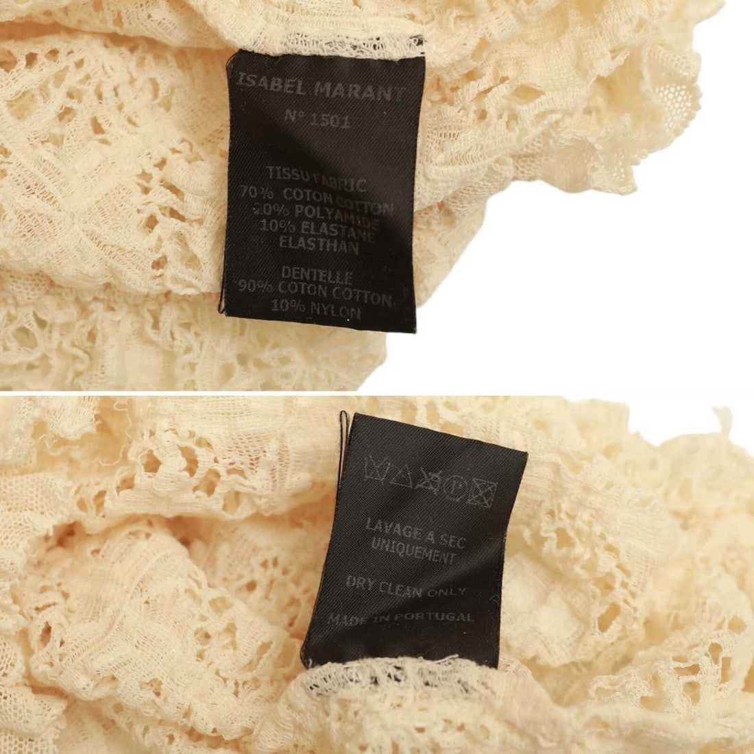 Isabel Marant Vanilla Cream Elastic Lace Sheer Fitted Blouse Top size 2 - 5