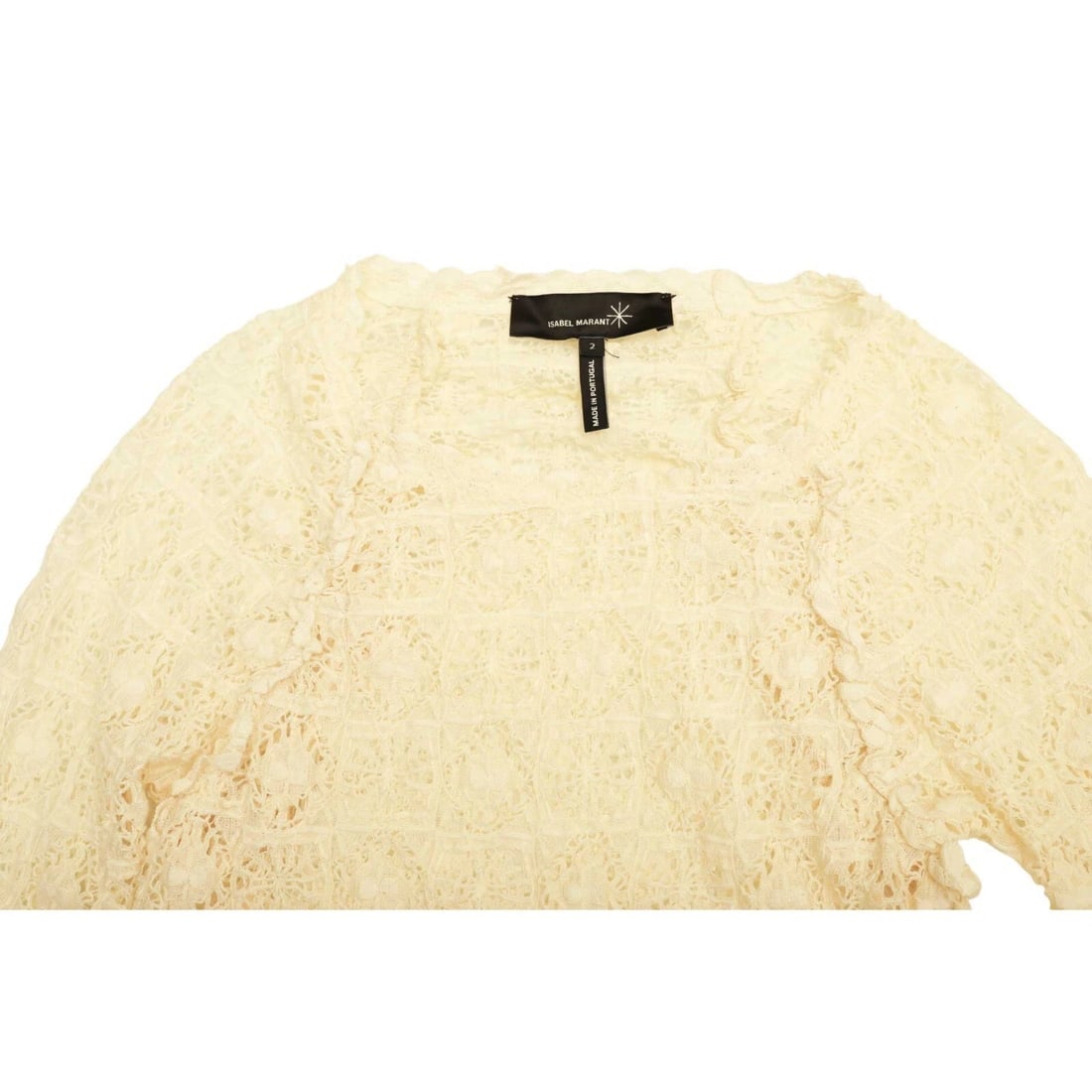 Isabel Marant Vanilla Cream Elastic Lace Sheer Fitted Blouse Top size 2 - 6