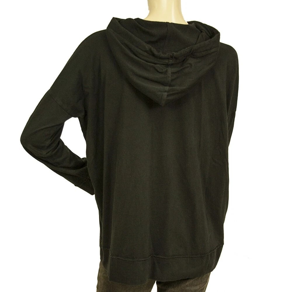 Crossley Black Cotton Button Front Hooded Cardigan Cardi Jacket size XS - 2