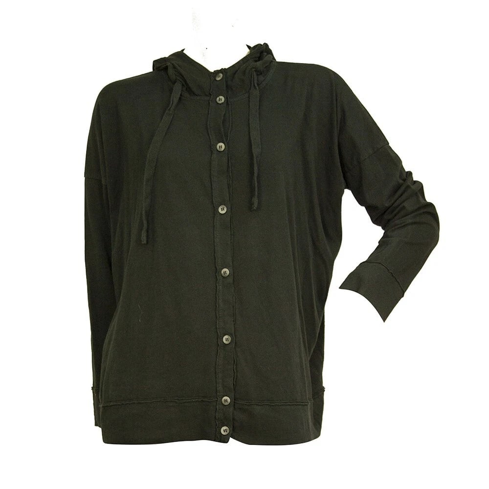 Crossley Black Cotton Button Front Hooded Cardigan Cardi Jacket size XS - 7