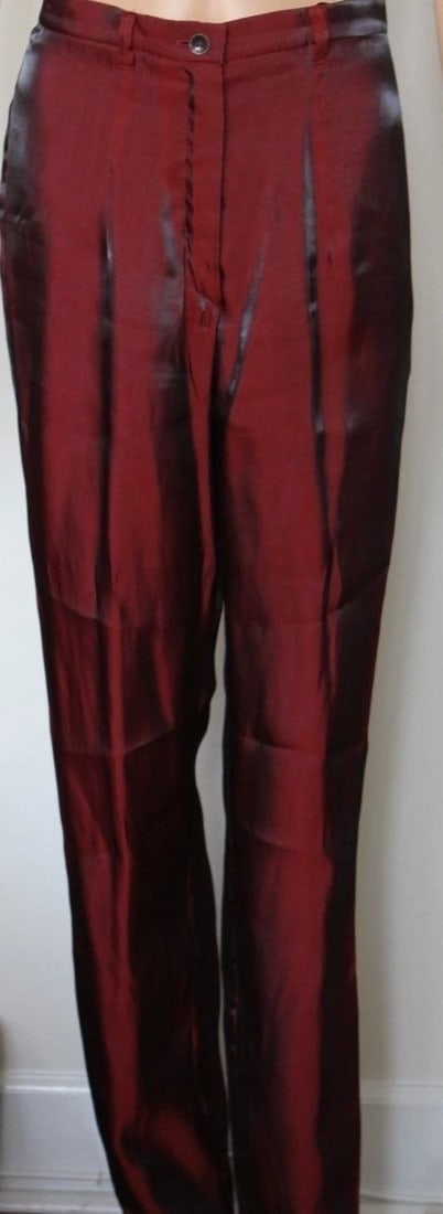JIL SANDER SIZE 38 BORDO SILK PANTS LINING BLUE STYLISH (1 of 1)