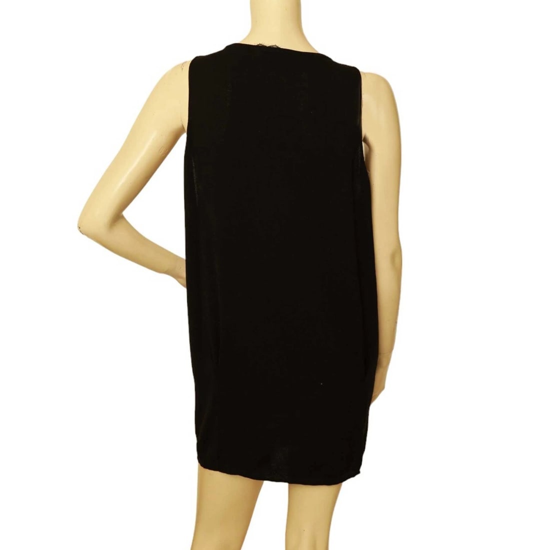 Patrizia Pepe Black Cotton Knit w. Chains Sleeveless Mini Length Dress Size 2 - 2