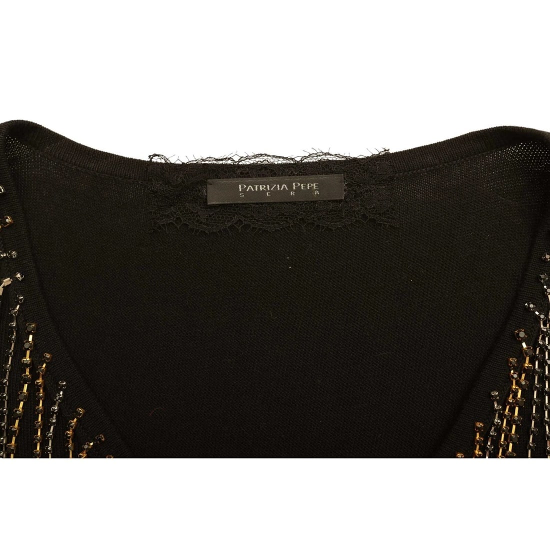 Patrizia Pepe Black Cotton Knit w. Chains Sleeveless Mini Length Dress Size 2 - 4