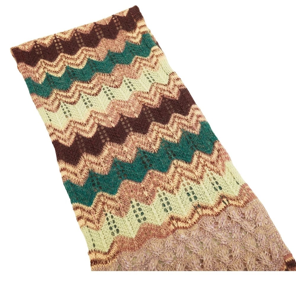 Missoni Multicolor Zig Zag Signature Wool Mohair Knit Long Scarf Shawl Fringes - 2