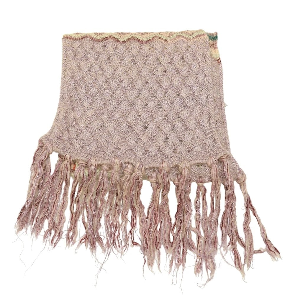 Missoni Multicolor Zig Zag Signature Wool Mohair Knit Long Scarf Shawl Fringes - 5