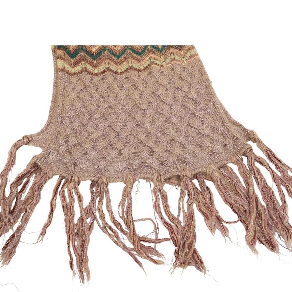 Missoni Multicolor Zig Zag Signature Wool Mohair Knit Long Scarf Shawl Fringes - 7