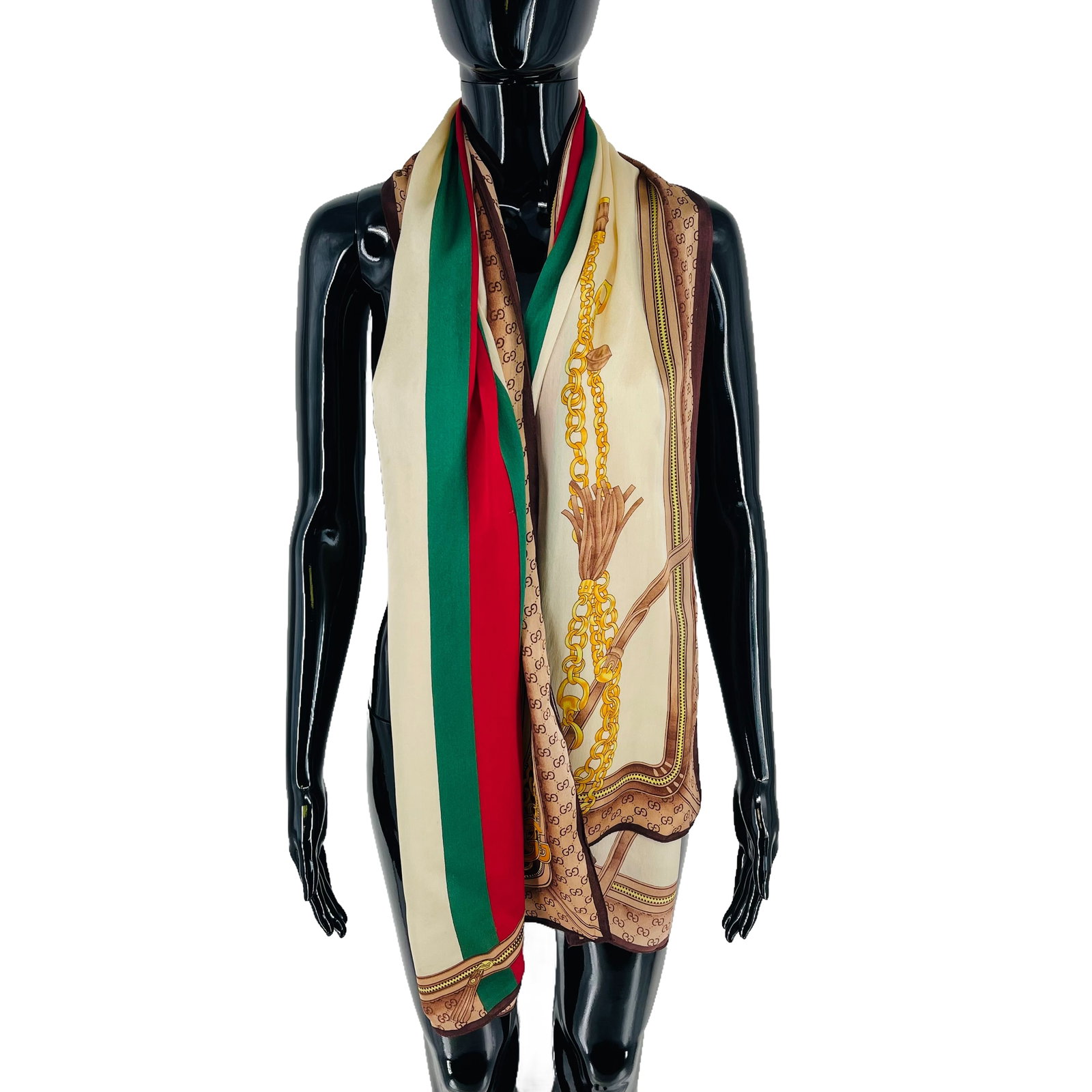 Gucci Beige Printed 100% Silk Scarf - 3