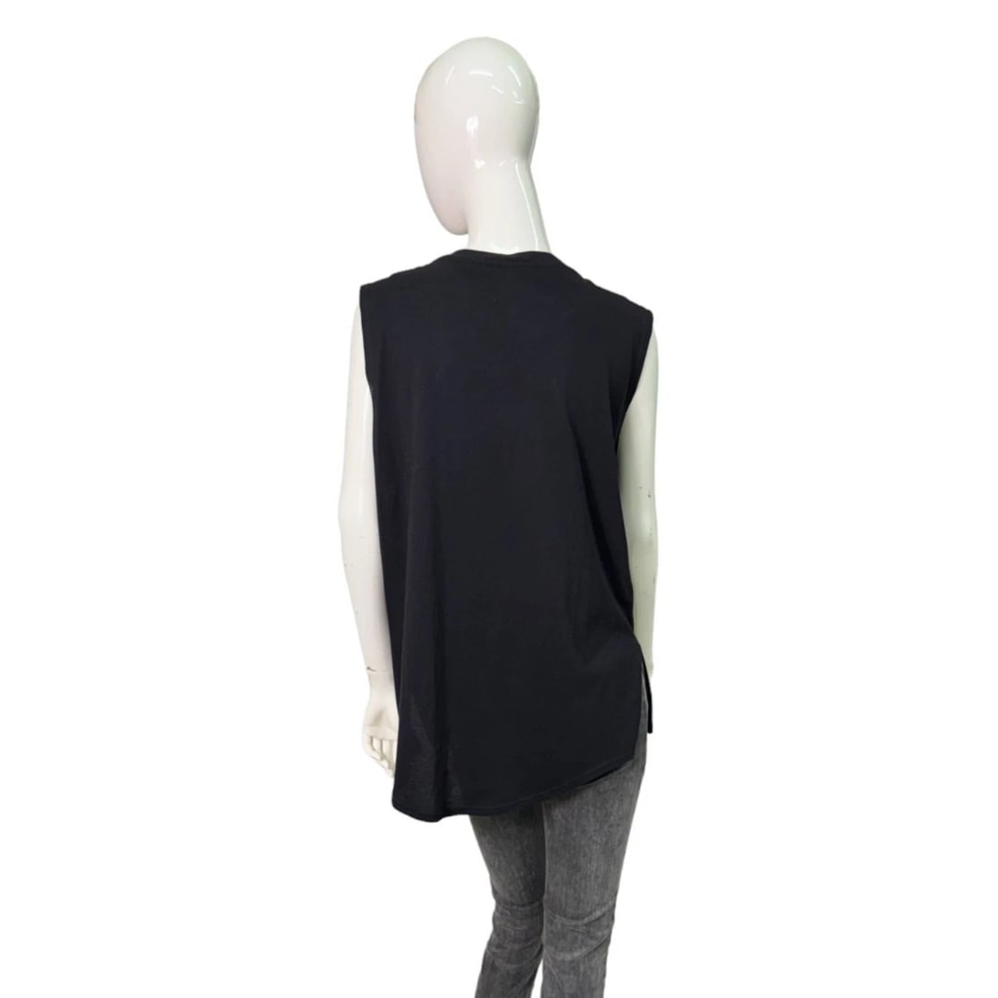 Balmain Black w. Gold Lettering Logo Sleeveless Long Tank T-shirt Top - 2