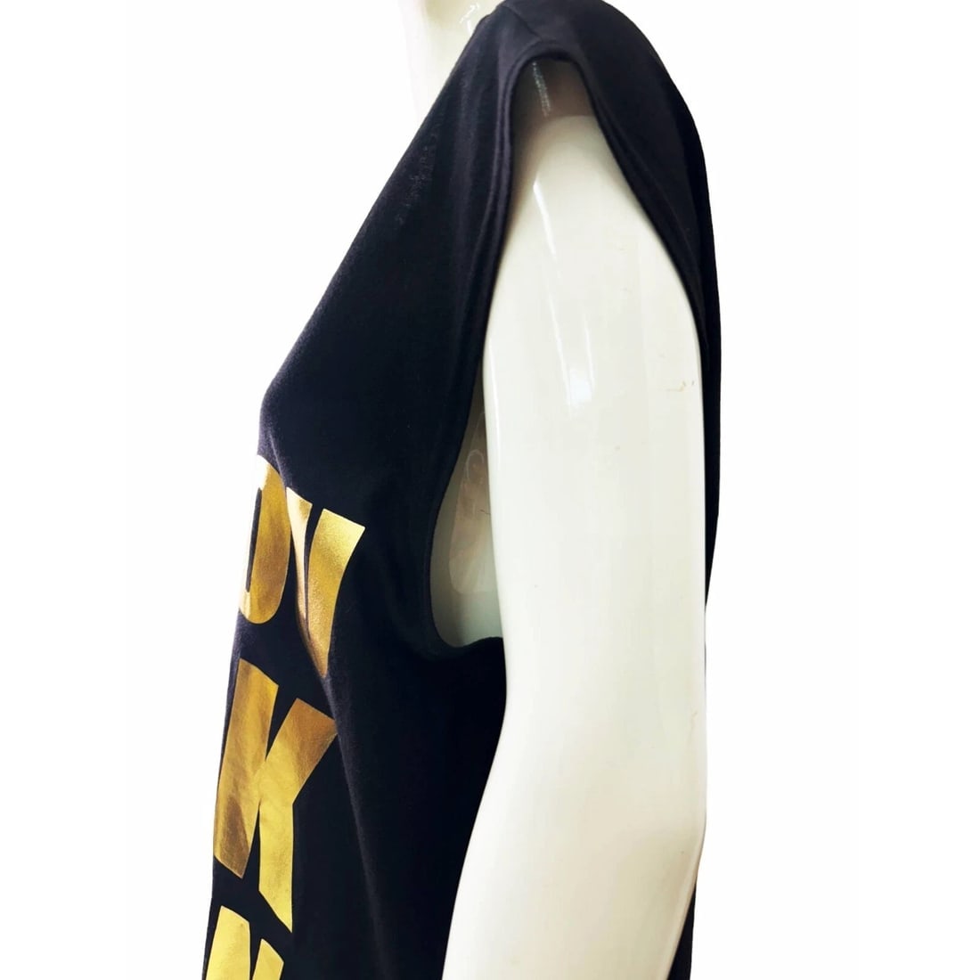 Balmain Black w. Gold Lettering Logo Sleeveless Long Tank T-shirt Top - 7
