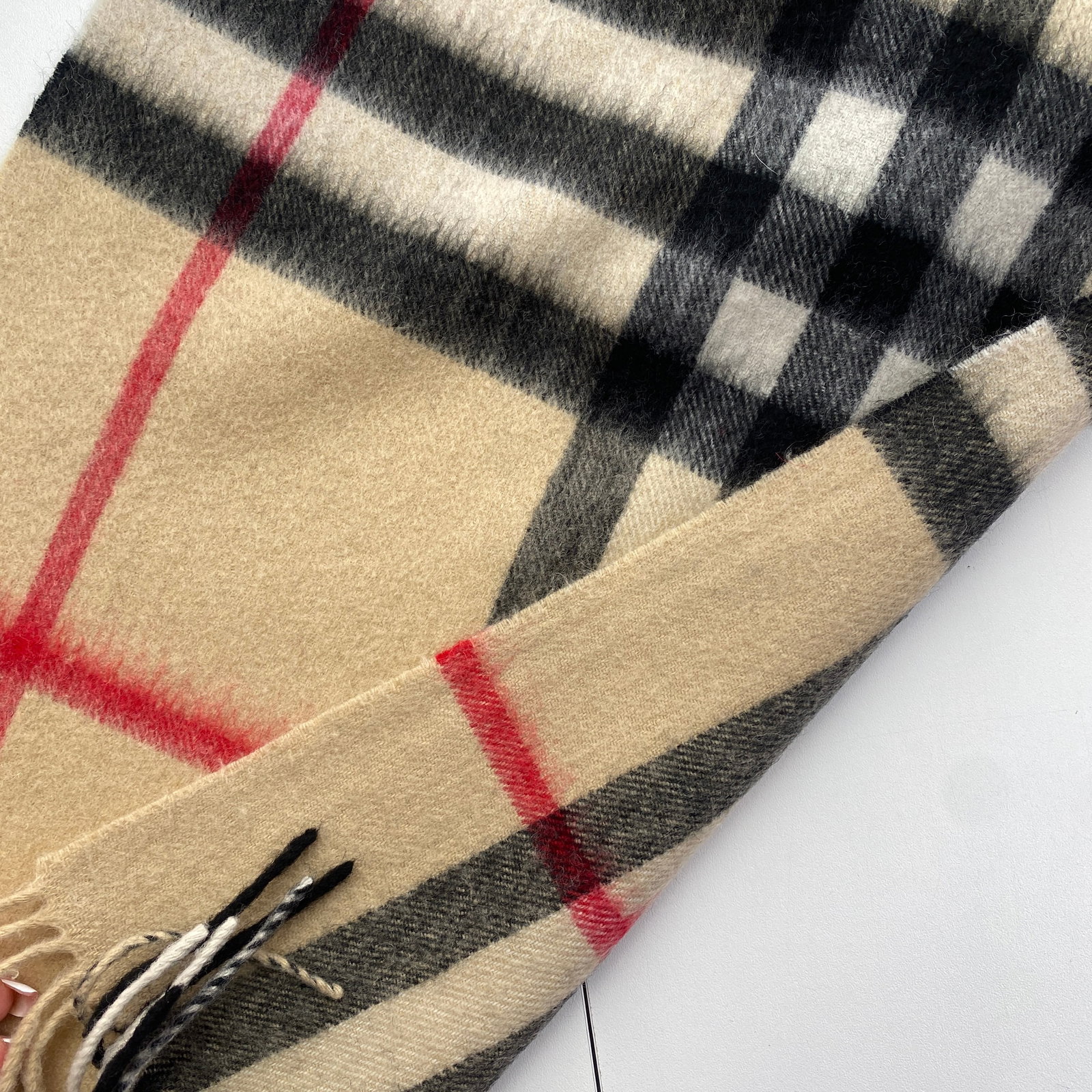 Burberry Light Beige Plaid 100% Cashmere Scarf - 5