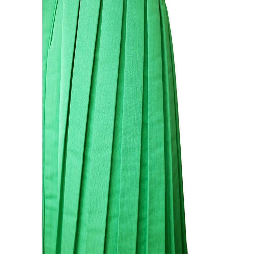 Zac Posen Grass Green Strapless Silk bustier Pleated Skirt midi dress size 8 - 8