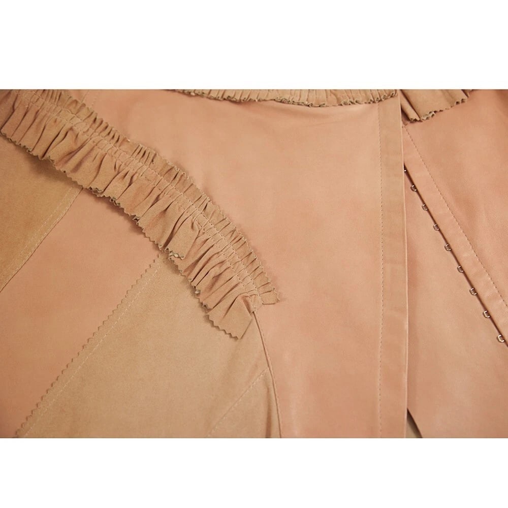 Plain Sud Pink Leather & Suede Asymmetric Hook & Eye Closure Mini Skirt Size 40 - 5