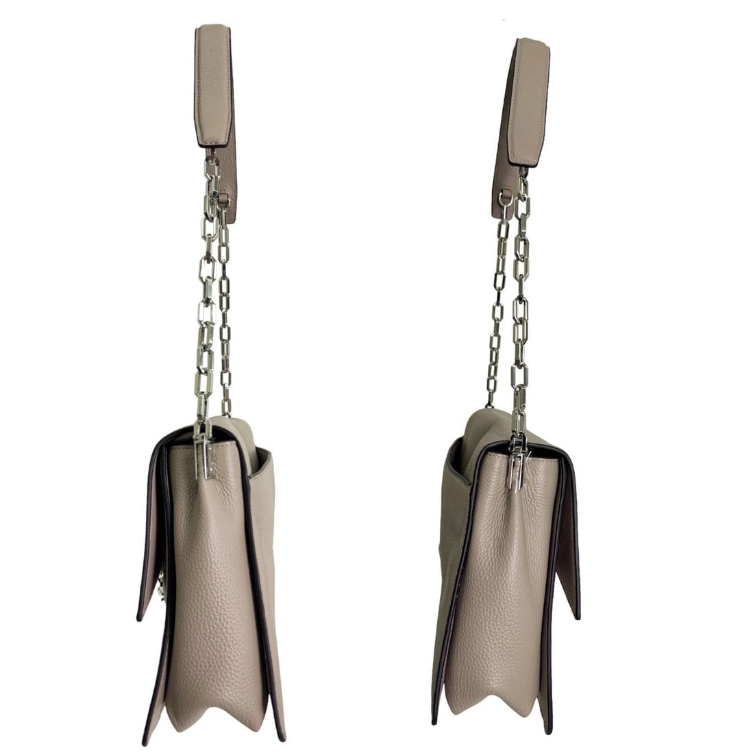 Karl Lagerfeld K /Seven 2.0 Gray Leather Silver Chain Shoulder Bag Handbag - 3