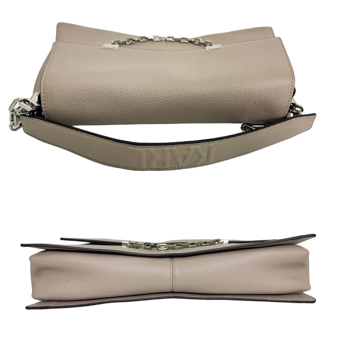 Karl Lagerfeld K /Seven 2.0 Gray Leather Silver Chain Shoulder Bag Handbag - 4