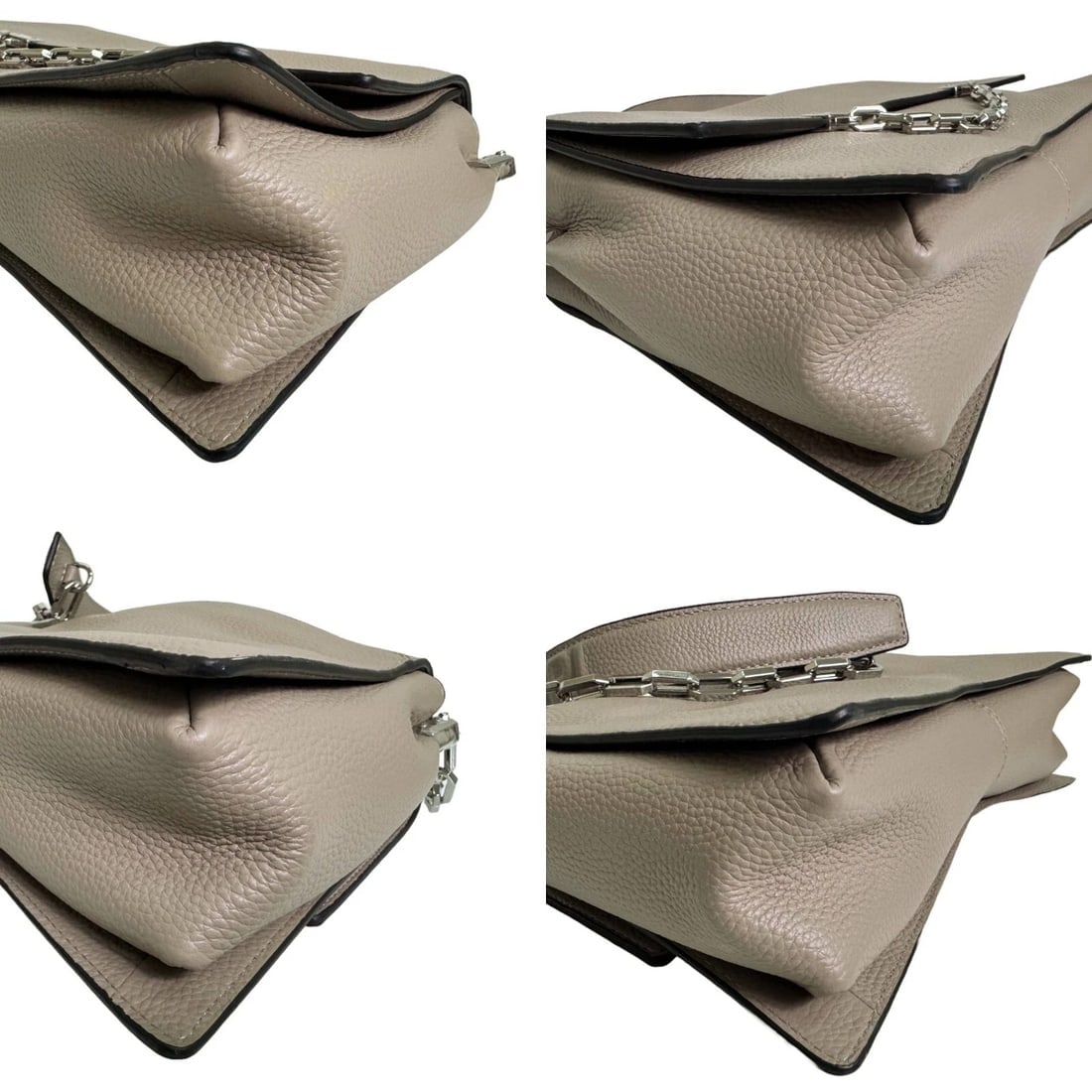 Karl Lagerfeld K /Seven 2.0 Gray Leather Silver Chain Shoulder Bag Handbag - 5