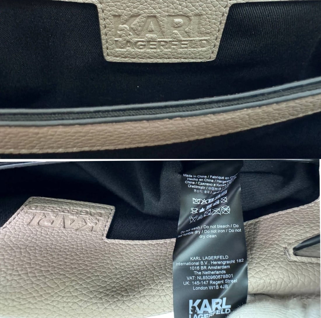 Karl Lagerfeld K /Seven 2.0 Gray Leather Silver Chain Shoulder Bag Handbag - 7