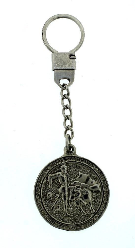 C.1930 MEXICO STERLING SILVER KEYCHAIN VINTAGE C.1970 CORRIDA - 3
