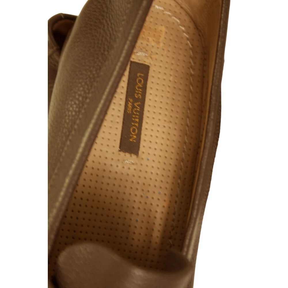 Louis Vuitton Men's Gray Taupe Leather Tassels Loafers Slip On Shoes size 7.5 M - 9