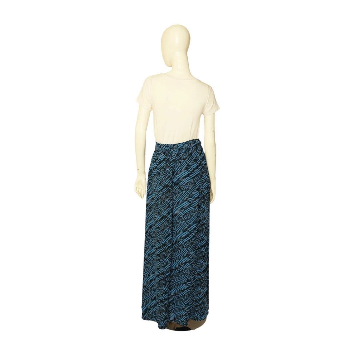 Kenzo Black & Blue Summer Maxi Long Wrap Tie Viscose Skirt size 36 w. Pockets - 2