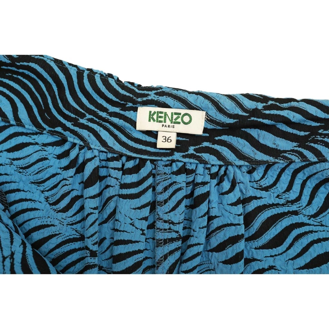 Kenzo Black & Blue Summer Maxi Long Wrap Tie Viscose Skirt size 36 w. Pockets - 4