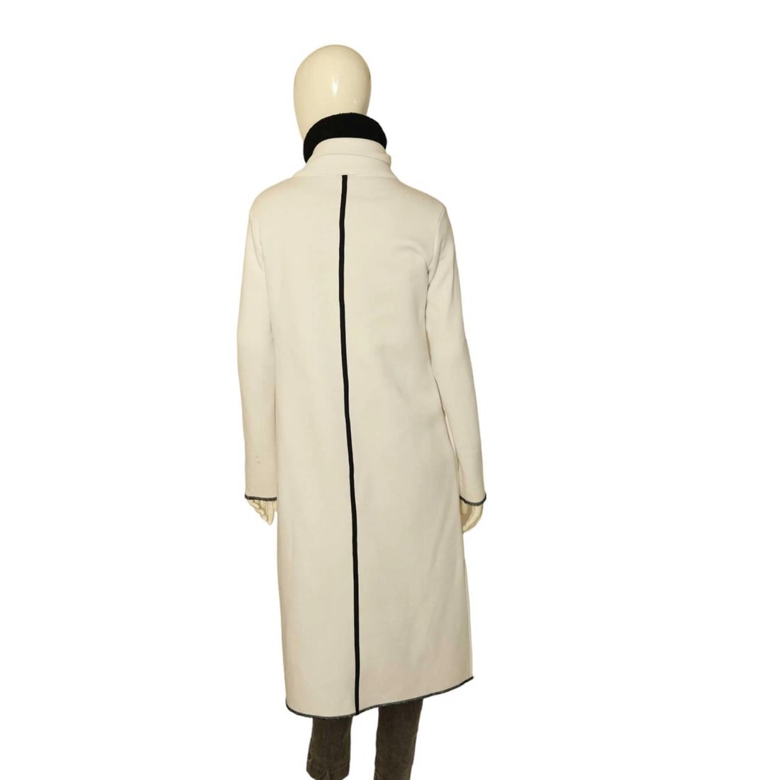 Lotus Eaters White w.Black Trim Cotton Polyester Long Coat Jacket size S - 2