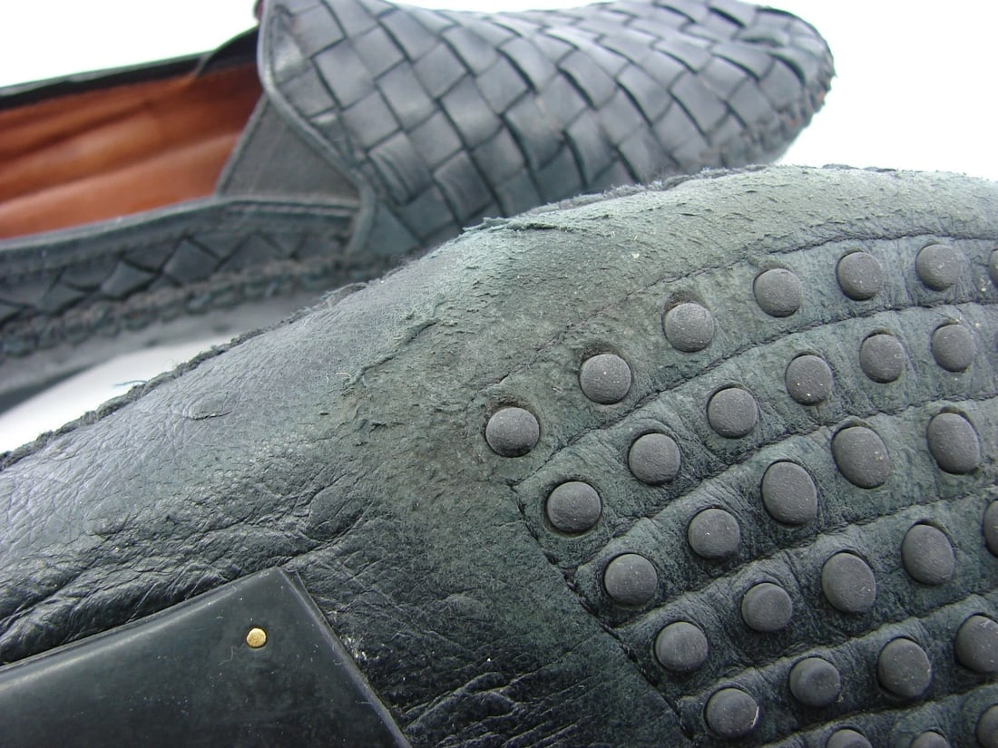 ROBERT ZUR BLACK LEATHER WOVEN STYLE FLATS SHOES COMFY MADE IN INDIA 8 1/2 - 5