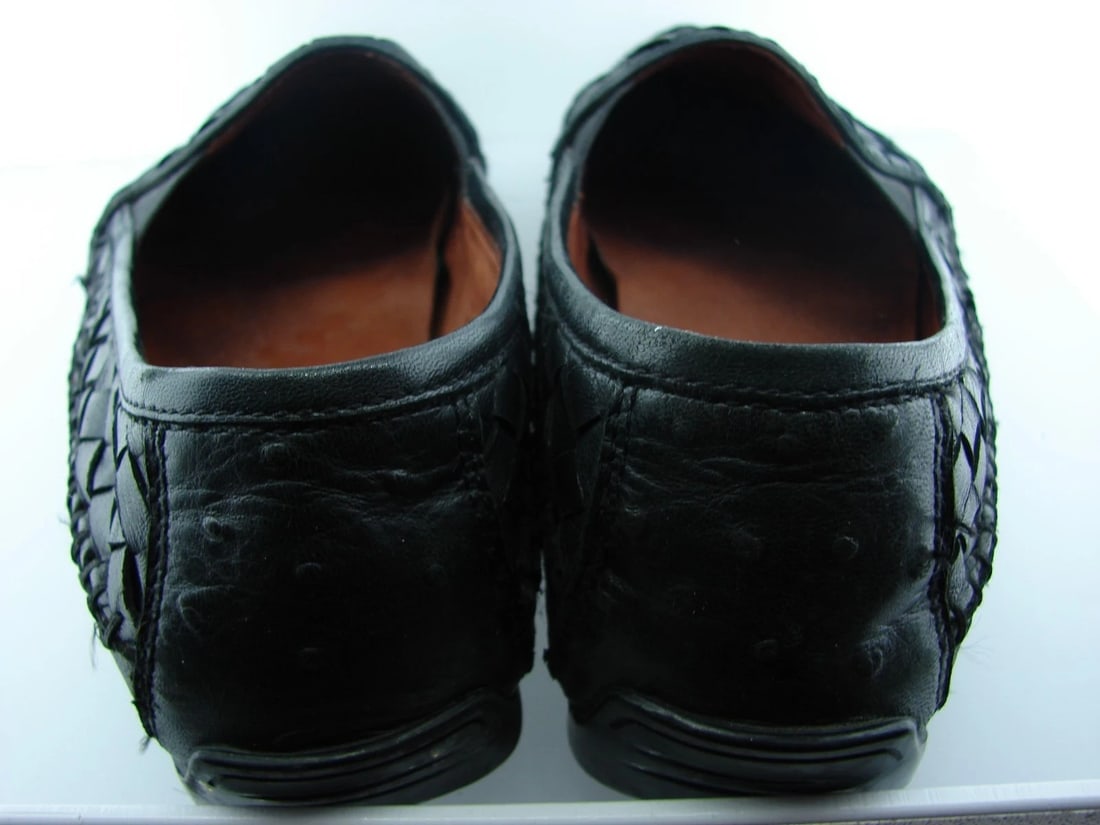ROBERT ZUR BLACK LEATHER WOVEN STYLE FLATS SHOES COMFY MADE IN INDIA 8 1/2 - 8