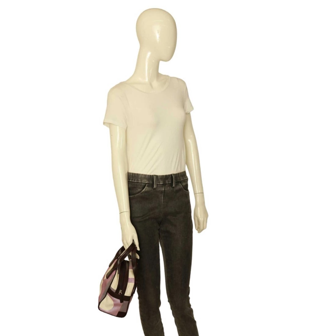 Bally Purple Signature Canvas Brown Leather Top Handles Satchel Handbag Bag - 10